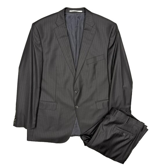 Baumler Loro Piana Suit 130s Four Seasons Wool Striped 2pc Grey 48R 42x30 - Picture 1 of 15